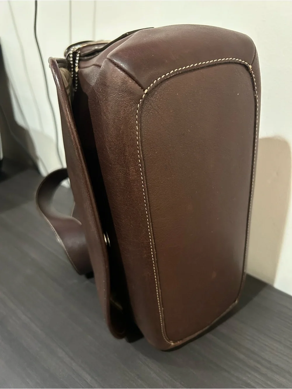 Coach Vintage Legacy dark brown Leather Flap Crossbody Style #9332